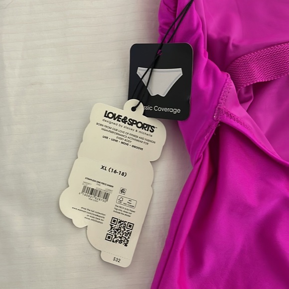 Love&Sports… bright pink, one piece, swimsuit, size XL (16-18) - Picture 5 of 6